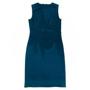 NEW Elie Tahari Dorit Sleeveless Sheath Dress Mini Deep Teal Green Luxe Satin 4
